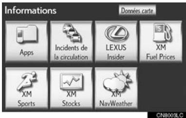 LEXUS IS XE20 Phase 2 (2010-2013) - AFFICHAGE D'INFORMATIONS RELATIVESÀXM NavWeatherTM - 2