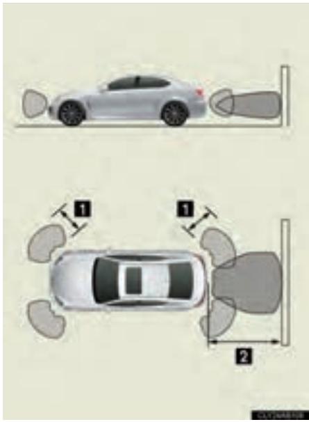 LEXUS IS XE20 Phase 2 (2010-2013) - Portée de détction des capteurs - 1