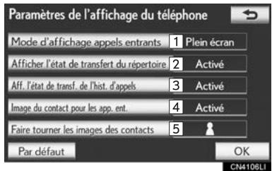 LEXUS IS XE20 Phase 2 (2010-2013) - ÉCRAN POUR “Paramètres de l'affichage du téléphone” - 1