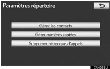 LEXUS IS XE20 Phase 2 (2010-2013) - PARAMÉTRAGE DU RÉPERTOIRE TÉLEPHONIQUE - 1