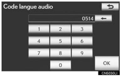 LEXUS IS XE20 Phase 2 (2010-2013) - SAISIE DU CODE DE LANGUAGE AUDIO/DES SOUS-TITRES/DU MENU - 1
