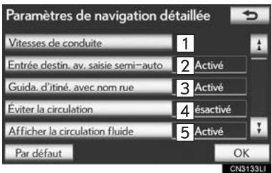 LEXUS IS XE20 Phase 2 (2010-2013) - ÉCRANS DES PARAMÉTRES DE NAVIGATION - 1
