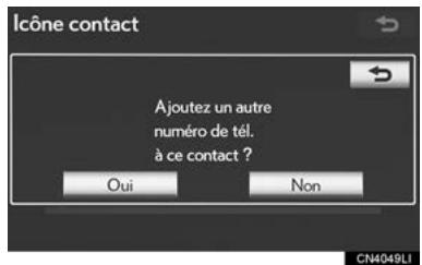 LEXUS IS XE20 Phase 2 (2010-2013) - Lorsque 2 numéros ou moins au total sont enregistrés à ce contact, cet écran s'affiche. - 1