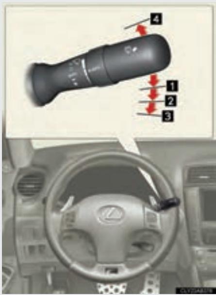 LEXUS IS XE20 Phase 2 (2010-2013) - 2-3. Utilisation de l'éclairage et des essuie-glaces de pare-brise Essuie-glaces et lave-glace de pare-brise - 1