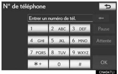 LEXUS IS XE20 Phase 2 (2010-2013) - Entre le numero de téléphone et appuyez sur "OK". - 1