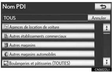 LEXUS IS XE20 Phase 2 (2010-2013) - Appuyez sur le bouton d'écran de la catégorie souhaïée. - 2