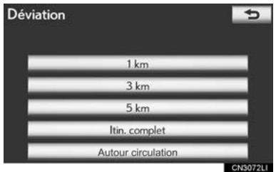 LEXUS IS XE20 Phase 2 (2010-2013) - Appuyez sur un bouton d'écran pour sélectionner la distance de déviation souhaïée. - 1