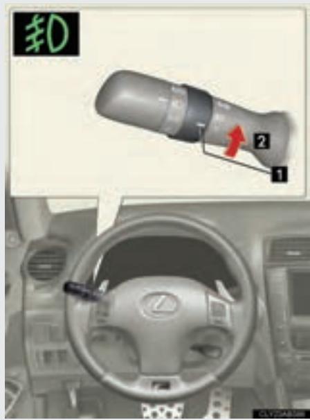 LEXUS IS XE20 Phase 2 (2010-2013) - 2-3. Utilisation de l'éclairage et des essuie-glaces de pare-brise Délecteur d'antibrouillards - 1