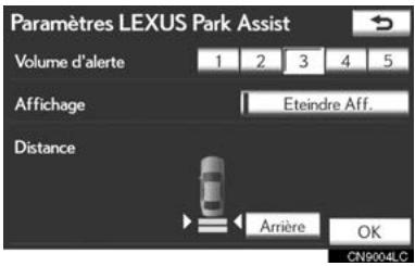 LEXUS IS XE20 Phase 2 (2010-2013) - PARAMÉTRAGE DE L'AFFICHAGE DU SONAR DE STATIONNEMENT - 1