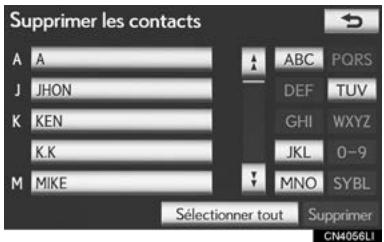 LEXUS IS XE20 Phase 2 (2010-2013) - SUPPRESSION DE DONNÉES DU RÉPERTOIRE TÉLÉPHONIQUE - 2