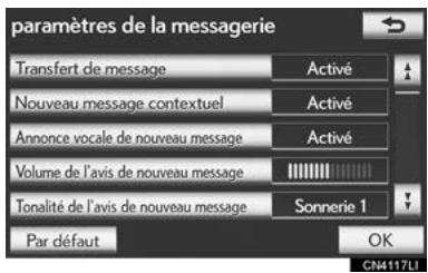LEXUS IS XE20 Phase 2 (2010-2013) - PARAMÉTRES DE VOLUME DE NOTIFICATION DE NOUVEAUMESSAGE - 1