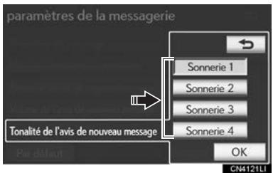 LEXUS IS XE20 Phase 2 (2010-2013) - PARAMÉTRES DETONALITE DENOTIFICATION DE NOUVEAUMESSAGE - 2