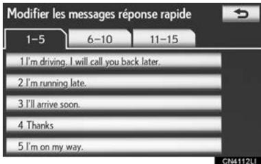 LEXUS IS XE20 Phase 2 (2010-2013) - MODIFICATION DES MESSAGES DE RÉPONSE RAPIDE - 2