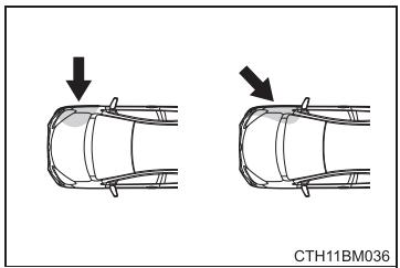 TOYOTA Prius C (2019) - Types de collisions dans lesquelles les coussins gonflables SRS (coussins gonflables latéraux et rideaux SRS) peuvent ne pas se déployer - 1