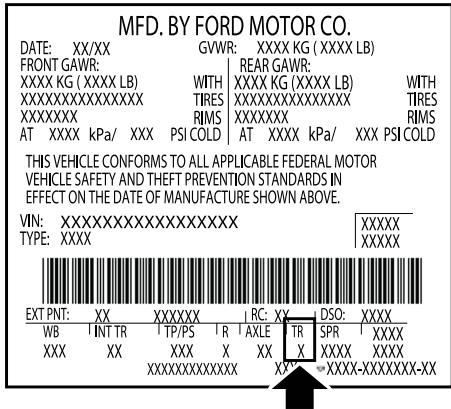 FORD Flex (2017) - DÉSIGNATION DU CODE DE BOÎTE DE VITESSES - 1