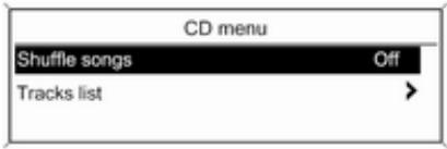 Vauxhall Astra 6 Phase 2 (2012-2015) - Selecting tracks using the audio CD or MP3 menu - 1