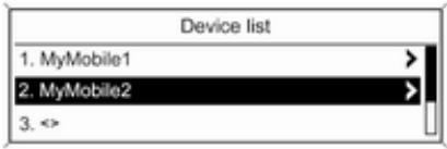 Vauxhall Astra 6 Phase 2 (2012-2015) - Connecting a mobile phone saved in the device list - 1