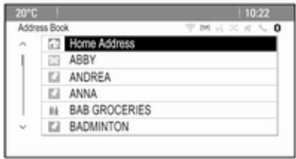 Vauxhall Astra 6 Phase 2 (2012-2015) - Selecting addresses from the address book - 1