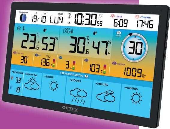OPTEX 990056 - Station météo radio contrôleée couleur Wi-Fi grand écran TUYA - 2