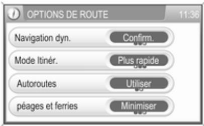 OPEL Zafira B Phase 2 (2008-2014) - Réglages pour le calcul de l'itinéraire et le guidage - 1