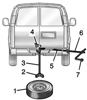 CHEVROLET Express Phase 2 (2003) - Dépose du pneu de secours et des outils - 4