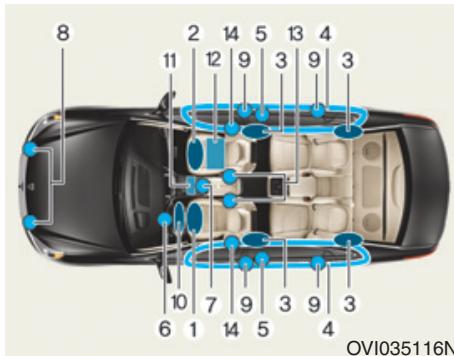 HYUNDAI Equus (2009-2016) - Composants et fonctions du SRS - 1
