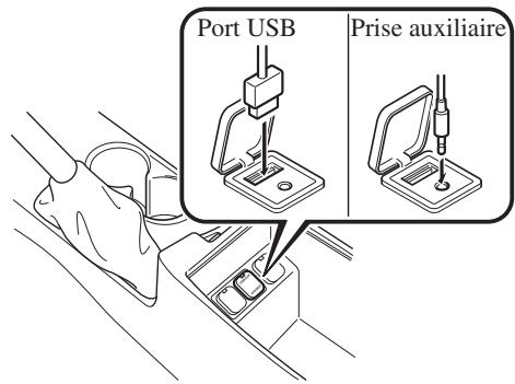 MAZDA 3 (2013-2017) - ▼ Comment connecter le port USB/prise auxiliaire - 2