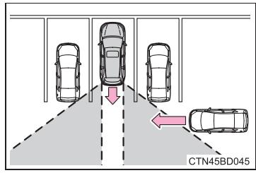 TOYOTA Highlander (2014) - Conditions dans lesquelles la fonction d'ajretissement de traffic transversal arrêté risque de ne pas fonctionner correctement - 1