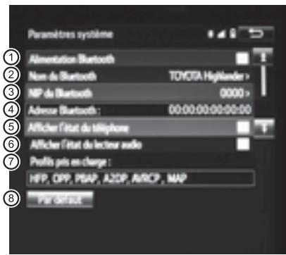 TOYOTA Highlander (2014) - Comment vérifier et modifier les réglages Bluetooth® détaillés - 1