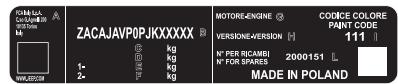 JEEP Avenger (2022) - PLAQUETTE D'IDENTIFICATION - 2
