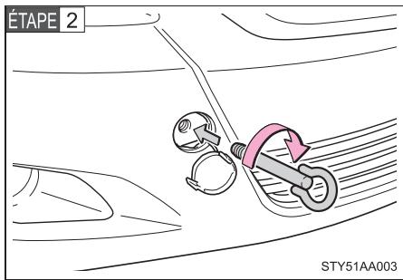 TOYOTA Yaris 2 (2008) - Mise en place de I'eellet de remorquage - 2