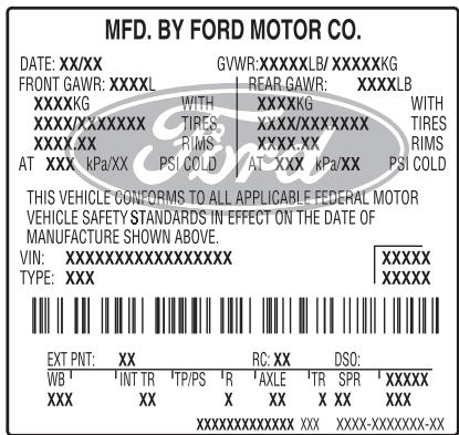 FORD Flex Phase 2 (2014) - Étiquette d'homologation du véhicule - 1
