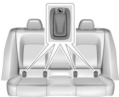 Buick Regal (2019) - Emplacements de l'ancrage inférieur et de l'ancrage de sangle supérieure - 3