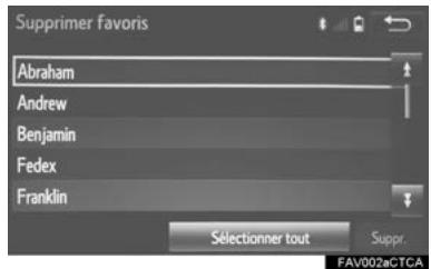 TOYOTA Sequoia (2016) - Suppression des contacts de la LISTE des favoris - 1
