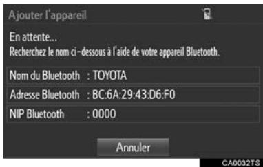 TOYOTA Sequoia (2016) - Déclaration d'un appareil bluetooth® - 1
