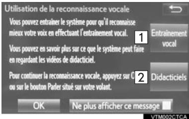 TOYOTA Sequoia (2016) - Affichage des écrans d'apprentissage de la reconnaissance VOCALE et du didacticiel - 1