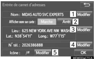 TOYOTA Sequoia (2016) - Modification d'une adresse dans le CARNET - 1