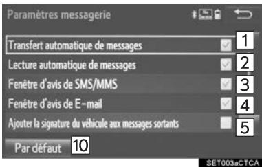 TOYOTA Sequoia (2016) - Écran “paramètres messagerie - 1