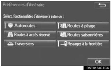 TOYOTA Sequoia (2016) - Configuration des préférences d'itinéraire - 1