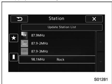 SUBARU Outback (2016) - Sélection d'une station dans la liste (selon modèles) - 1