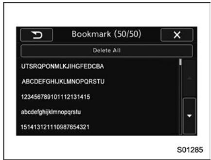 SUBARU Outback (2016) - Supprimer un signet de la liste - 1
