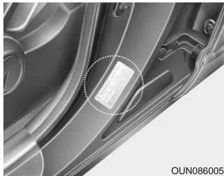 KIA Carens UN (2006-2010) - Pressions de gonflage recommandées à froid - 1