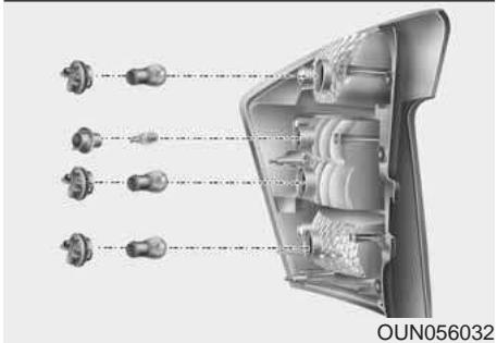 KIA Carens UN (2006-2010) - Remplacement des ampoules du bloc optique arrière combiné - 4