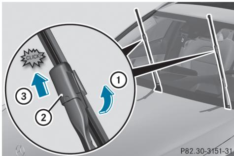 Mercedes-Benz Classe C (2014-2018) - Dépose des balais d'essuie-glace - 1