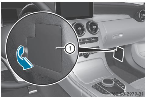 Mercedes-Benz Classe C (2014-2018) - Boîte à fusibles au niveau du plancher côté passager - 1