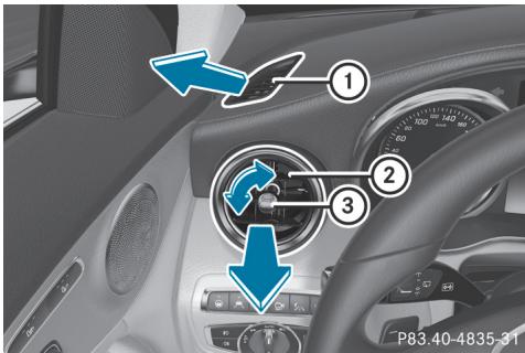 Mercedes-Benz Classe C (2014-2018) - Réglage des buses de ventilation - 1