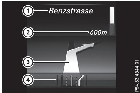 Mercedes-Benz Classe C (2014-2018) - Manœuvre avec recommandation de voie de circulation - 1