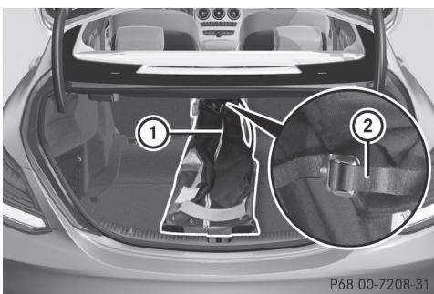 Mercedes-Benz Classe C (2014-2018) - Fixation du sac à skis et à snowboards dans le coffre - 1