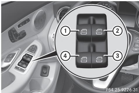 Mercedes-Benz Classe C (2014-2018) - Ouverture et fermeture des vitres latérales - 1