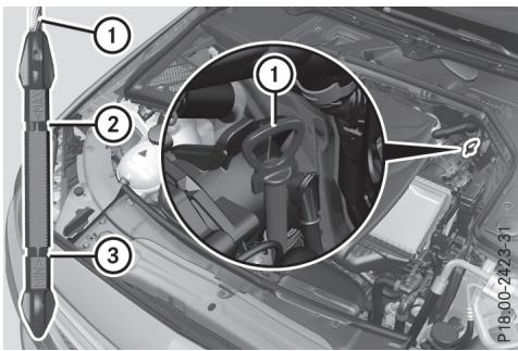 Mercedes-Benz Classe C (2014-2018) - Contrôle du niveau d'huile avec la jauge à huile - 1
